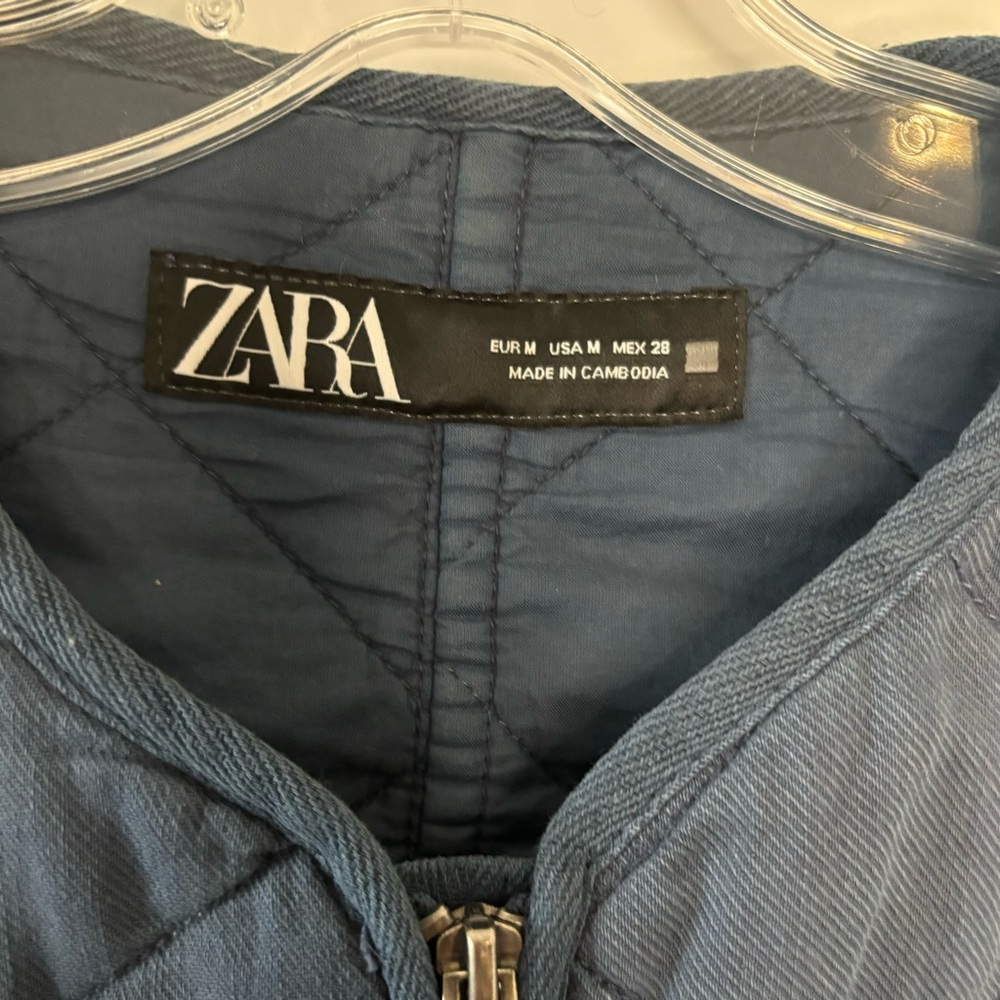 Zara quilted cotton denim cropped jacket medium - Picture 11 of 12